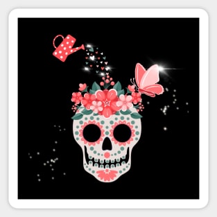 Mental health watering skull flowers Sticker